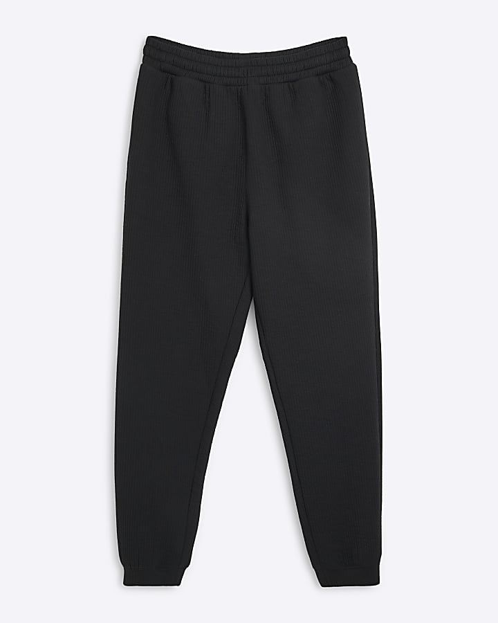 Black Regular Fit Quilted Joggers