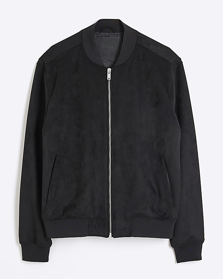 Black Suedette Bomber Jacket