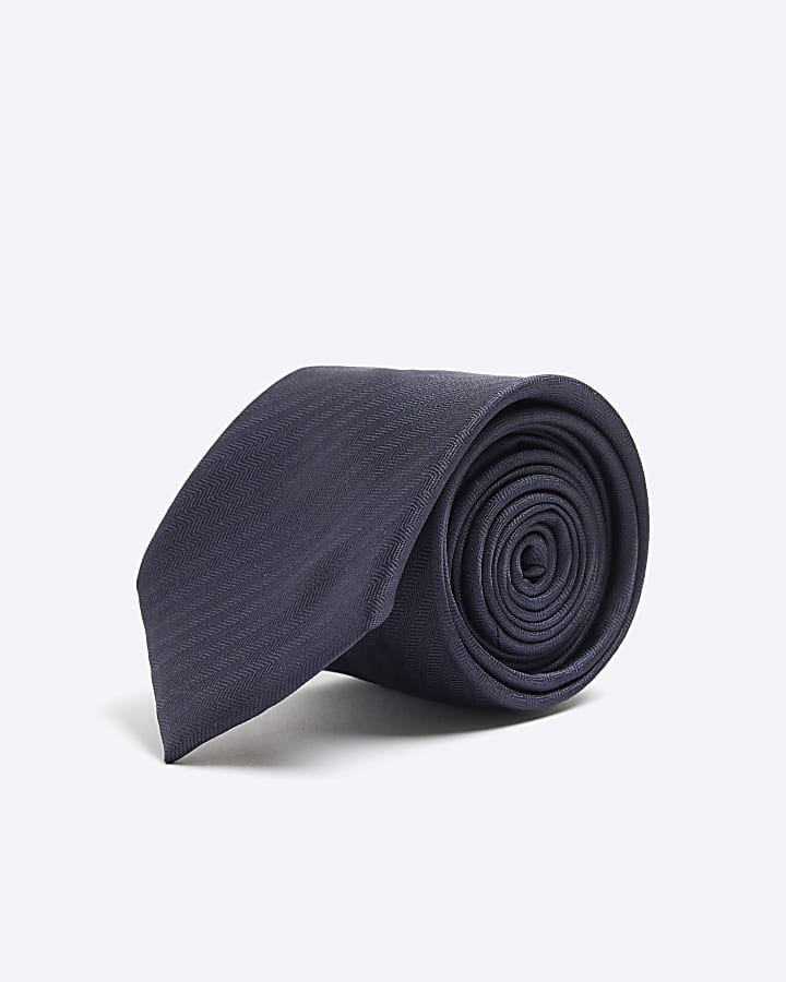 Navy Herringbone Tie