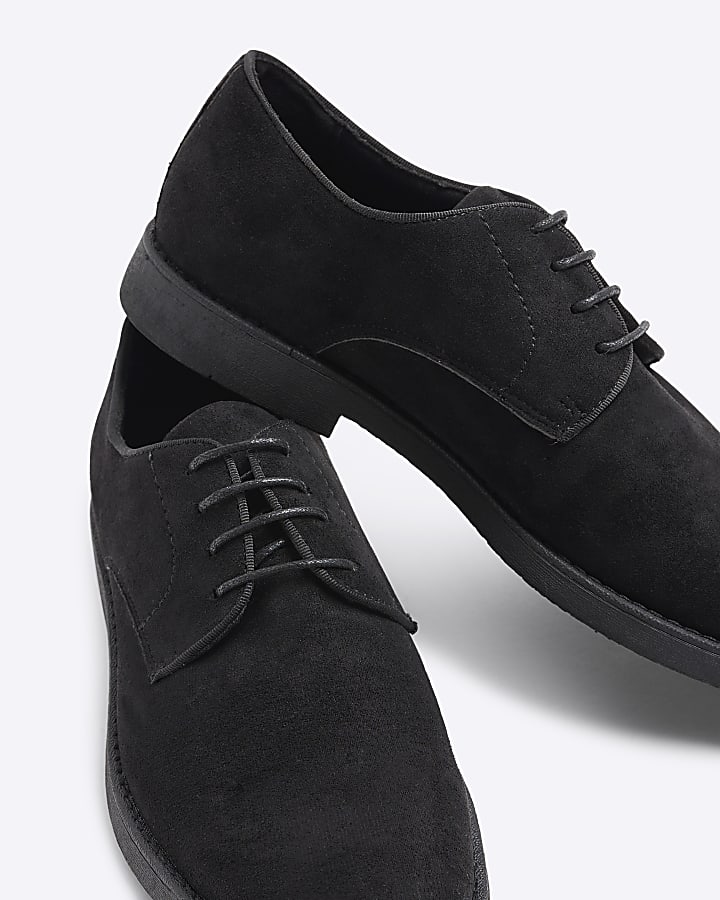 Black Faux Suede Derby Shoes