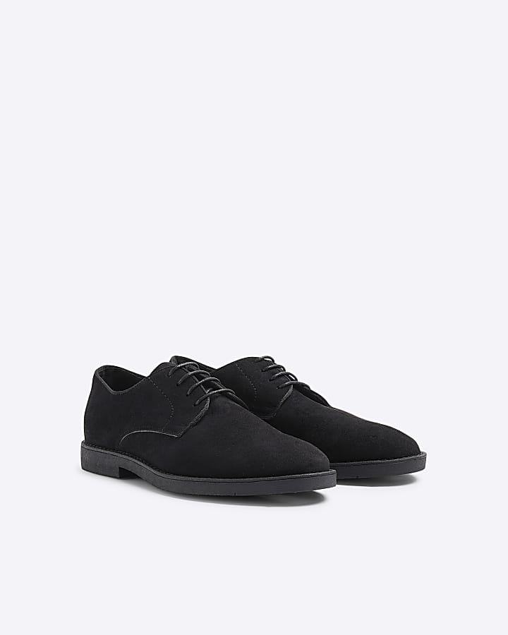 Black Faux Suede Derby Shoes