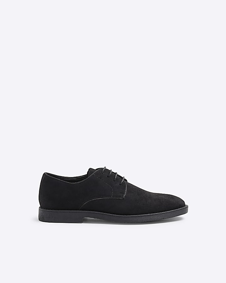 Black Faux Suede Derby Shoes