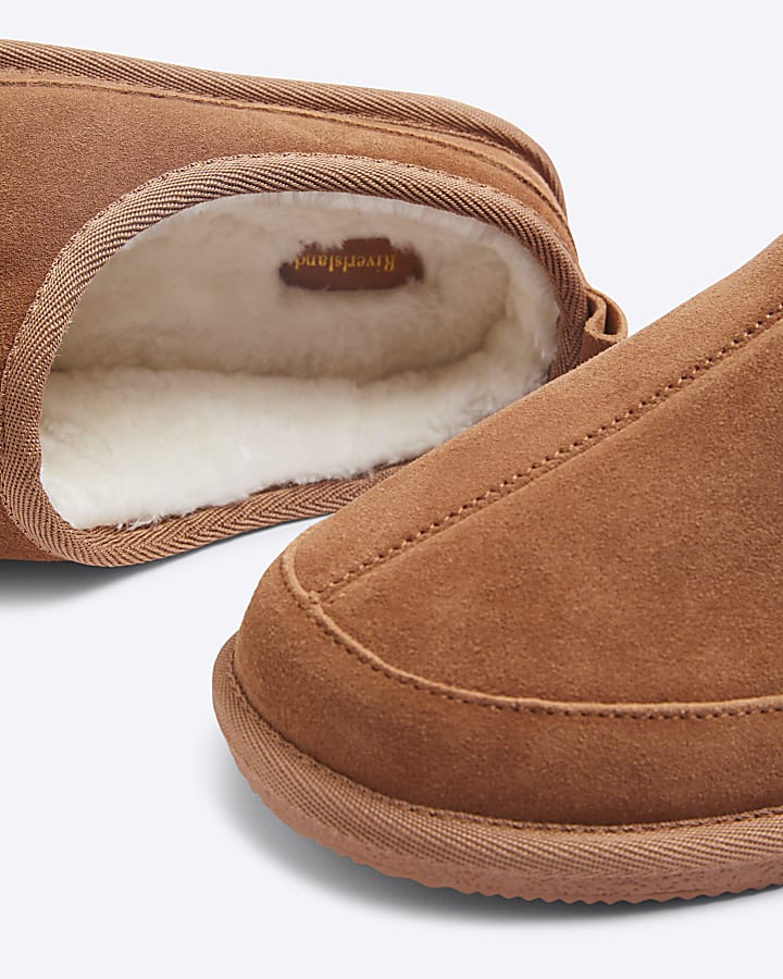 Brown Suede Mule Slippers