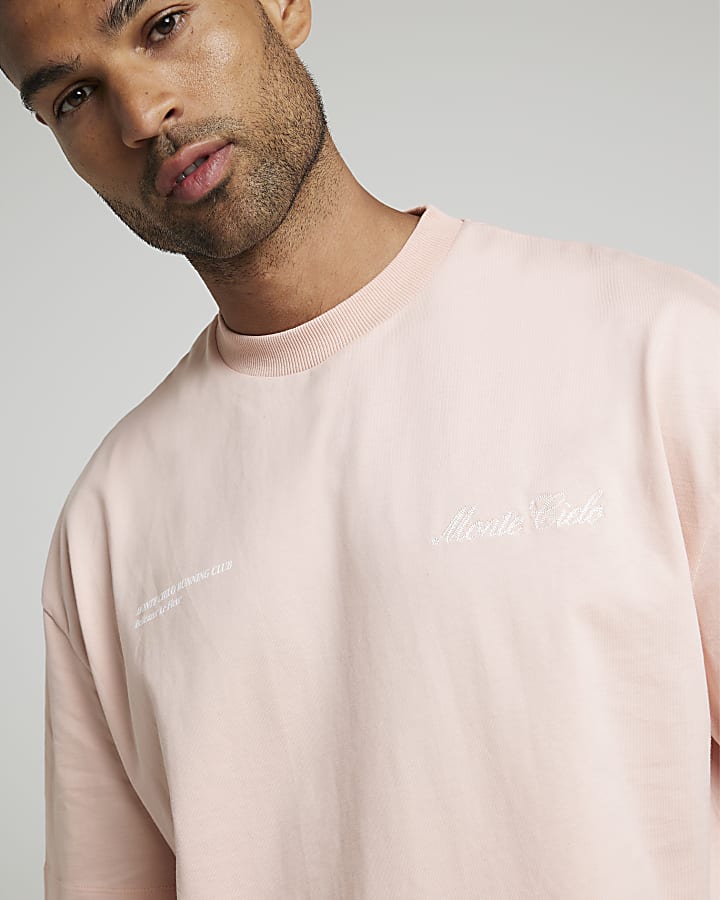 Pink Oversized Monte Cielo Graphic T-Shirt