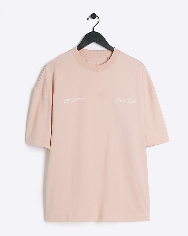 Pink Oversized Monte Cielo Graphic T-Shirt