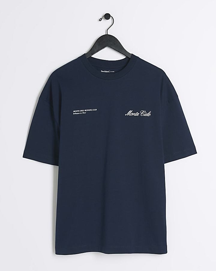 Navy oversized Monte Cielo graphic t-shirt