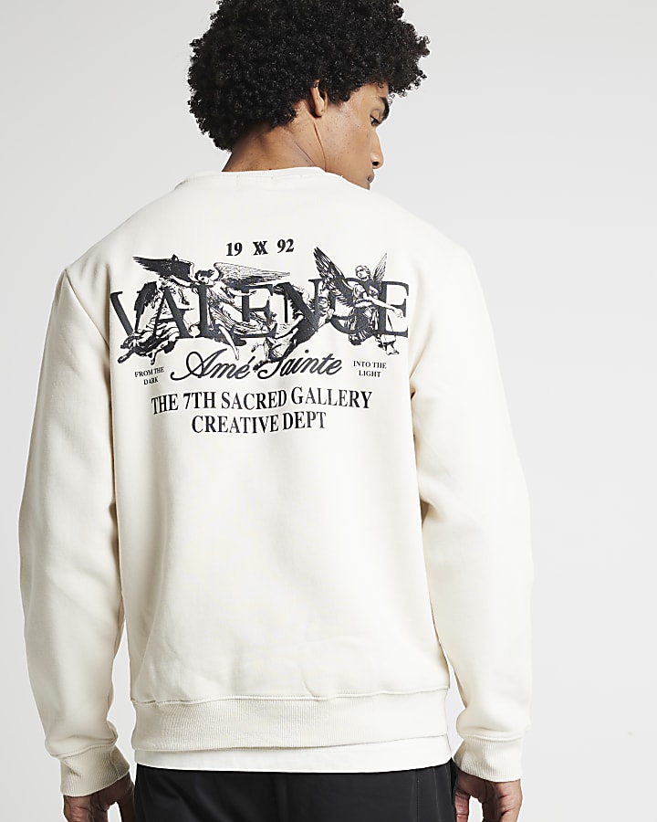 Ecru regular fit gothic graphic sweatshirt