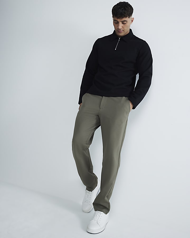 Khaki Slim Fit Pull On Twill Joggers