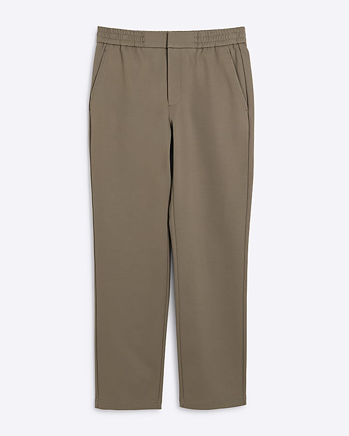 Khaki Slim Fit Pull On Twill Joggers