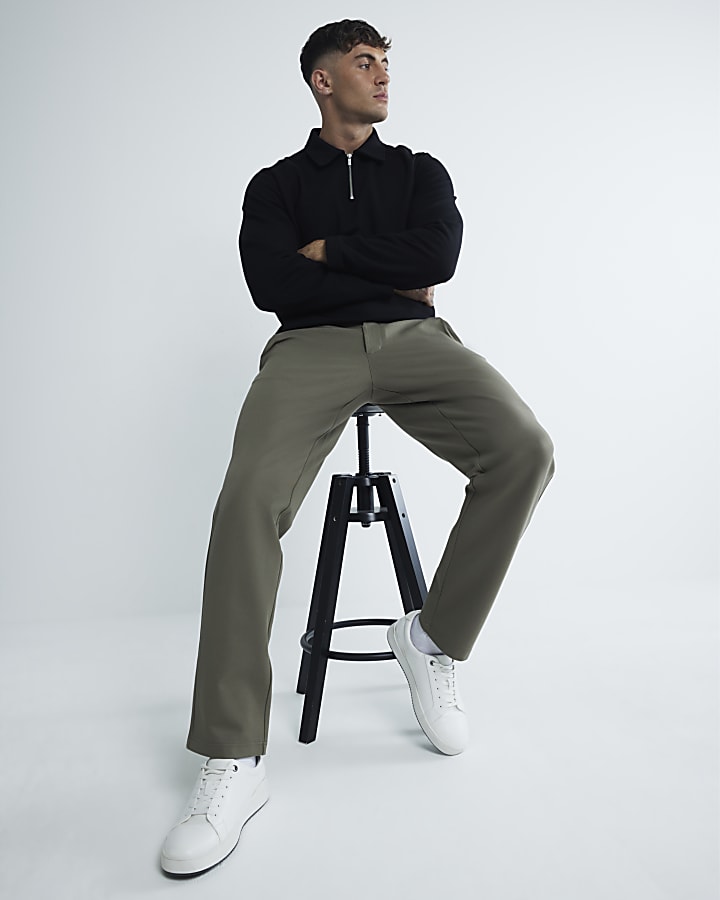 Khaki Slim Fit Pull On Twill Joggers