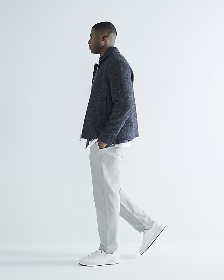 Grey Slim Fit Elastic Chino Joggers