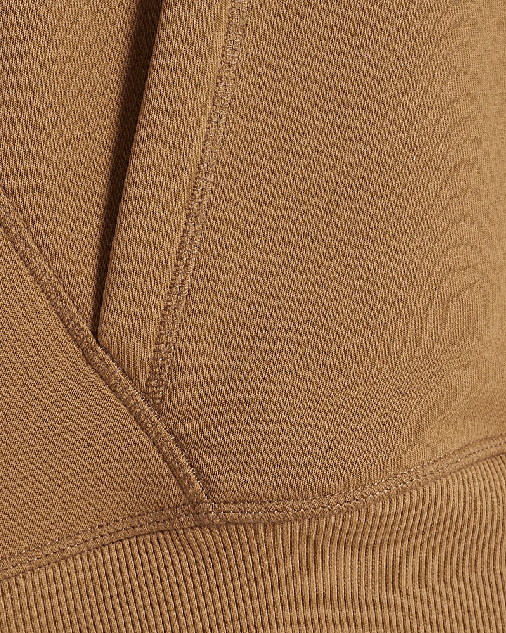 Brown regular fit essential hoodie