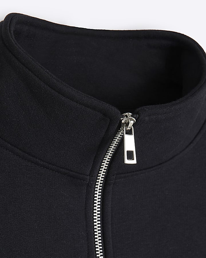 Black Regular Fit Essential Funnel Sweatshirt