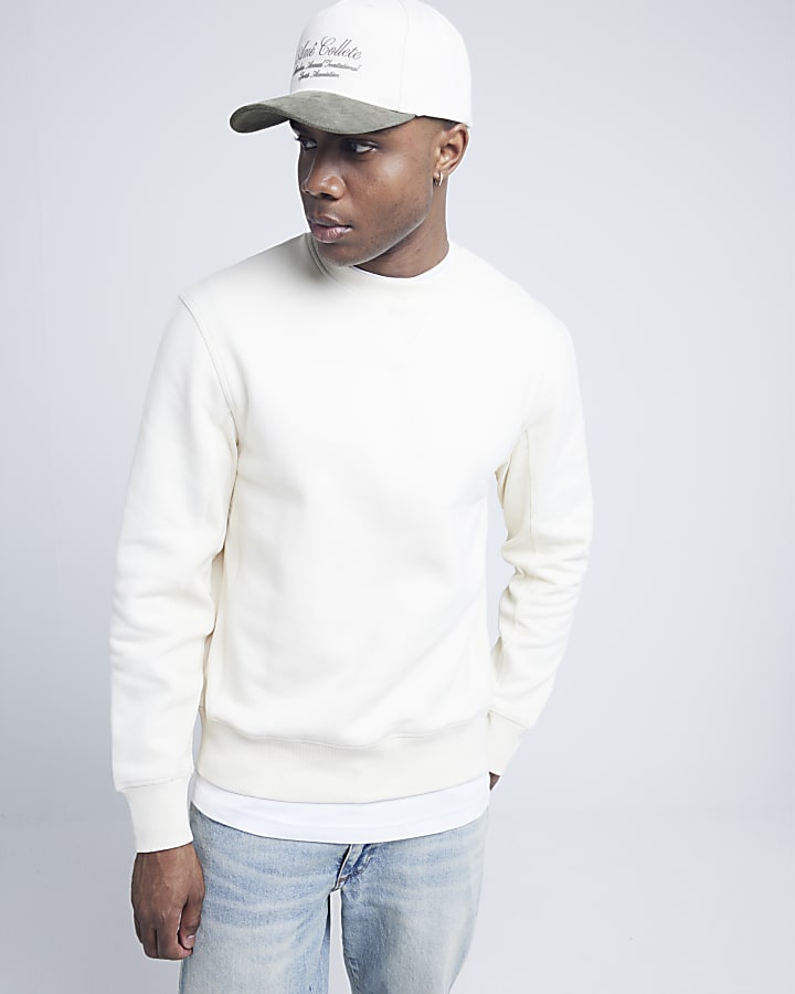 Beige stitched sweatshirt