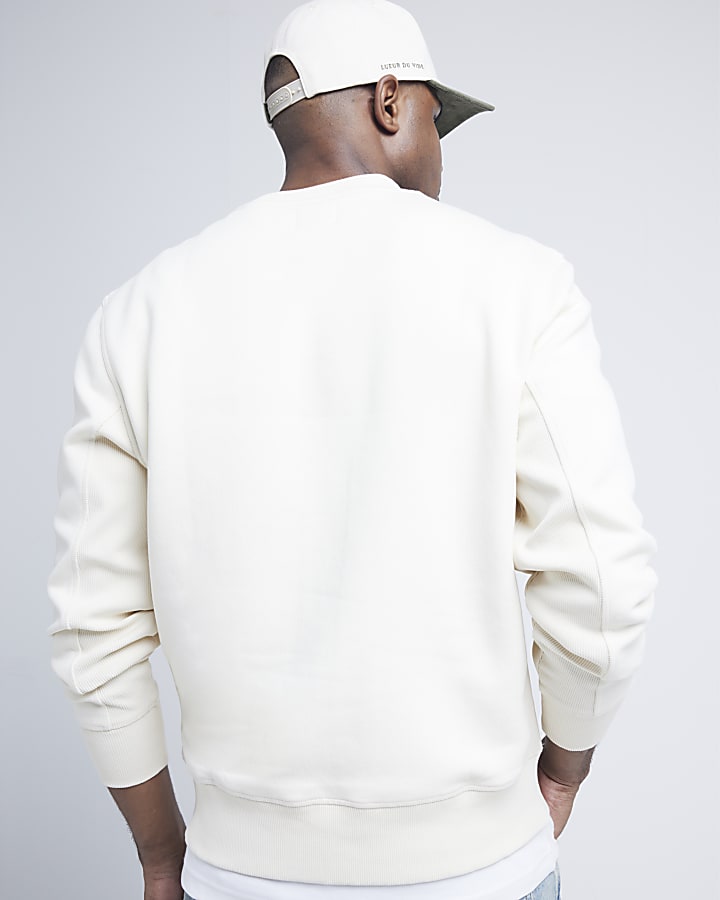Beige stitched sweatshirt