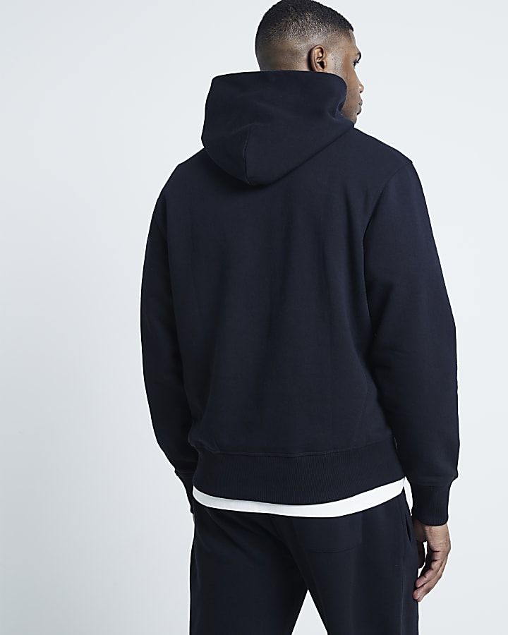 Black Essential Front Pocket Hoodie