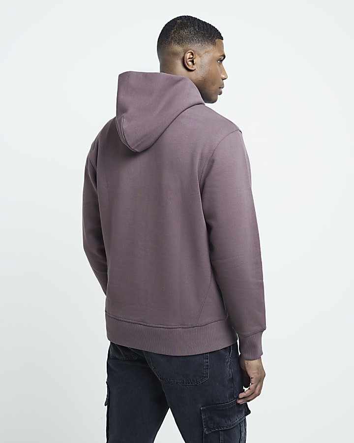 Purple regular fit plain hoodie