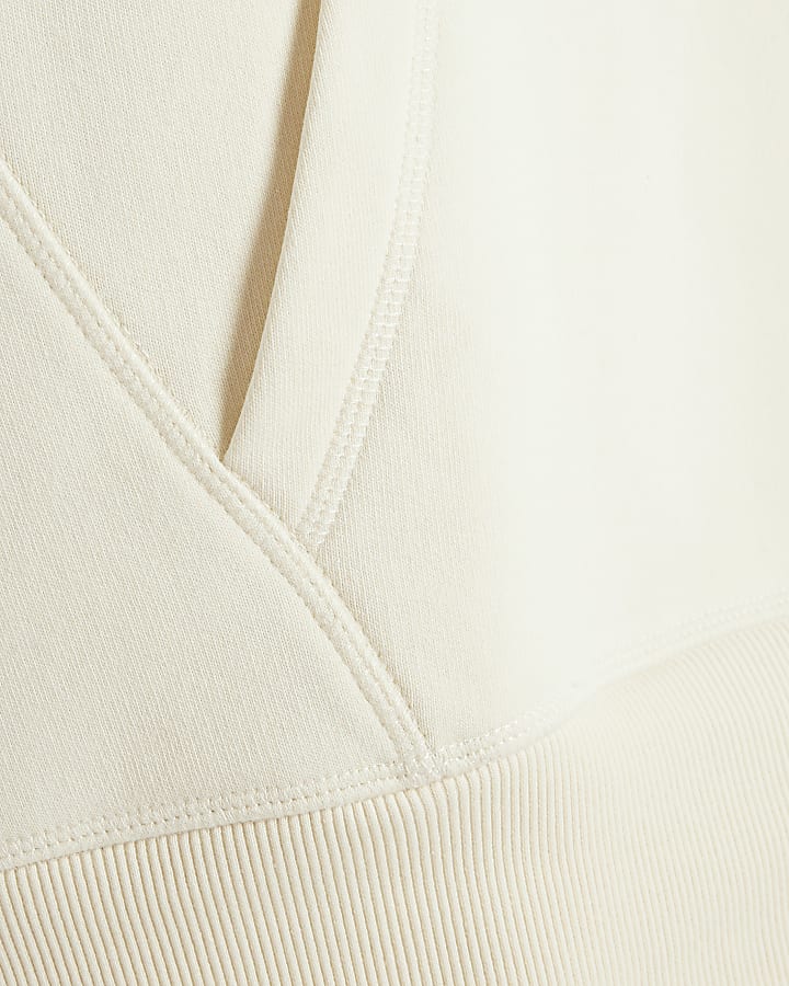 Beige Essential Front Pocket Hoodie