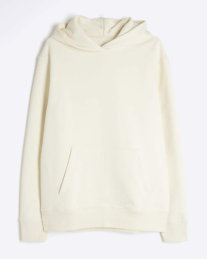 Beige Essential Front Pocket Hoodie