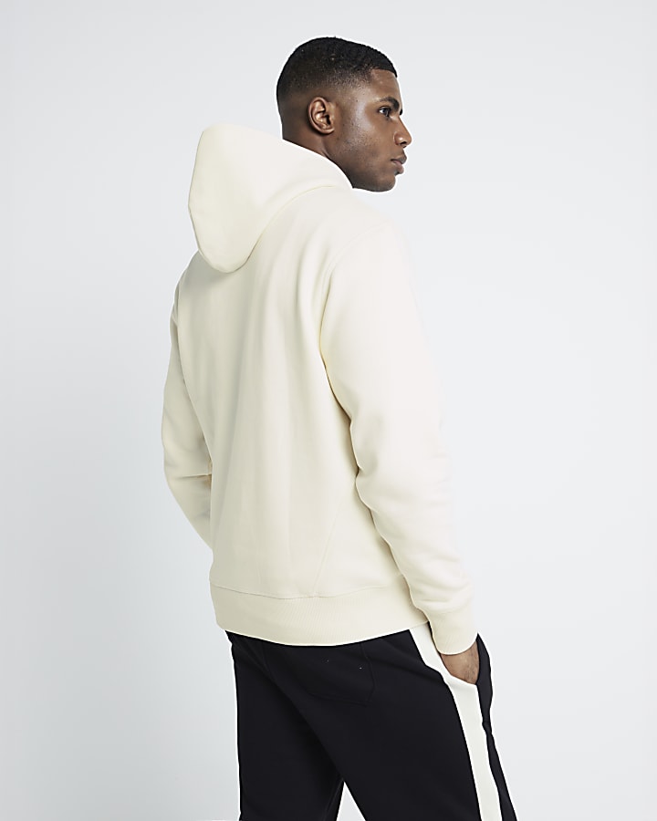 Beige Essential Front Pocket Hoodie