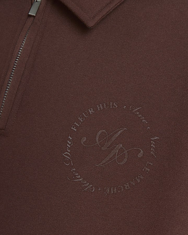 Brown Regular Fit Rugby Print Sweatshirt
