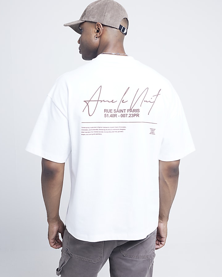 White oversized fit graphic script t-shirt