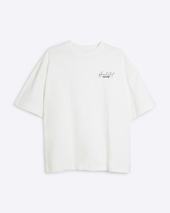 White oversized fit graphic script t-shirt