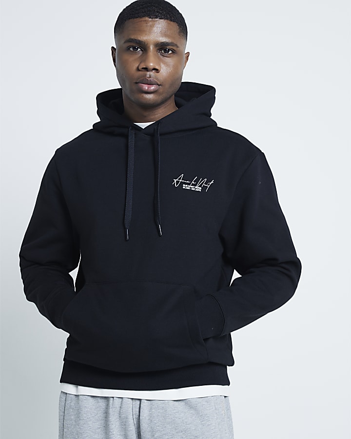 Black Regular fit Aime Le Nuit graphic Hoodie