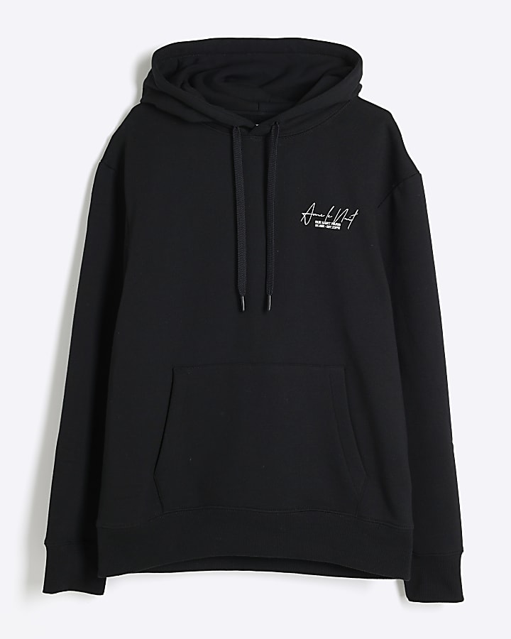 Black Regular fit Aime Le Nuit graphic Hoodie