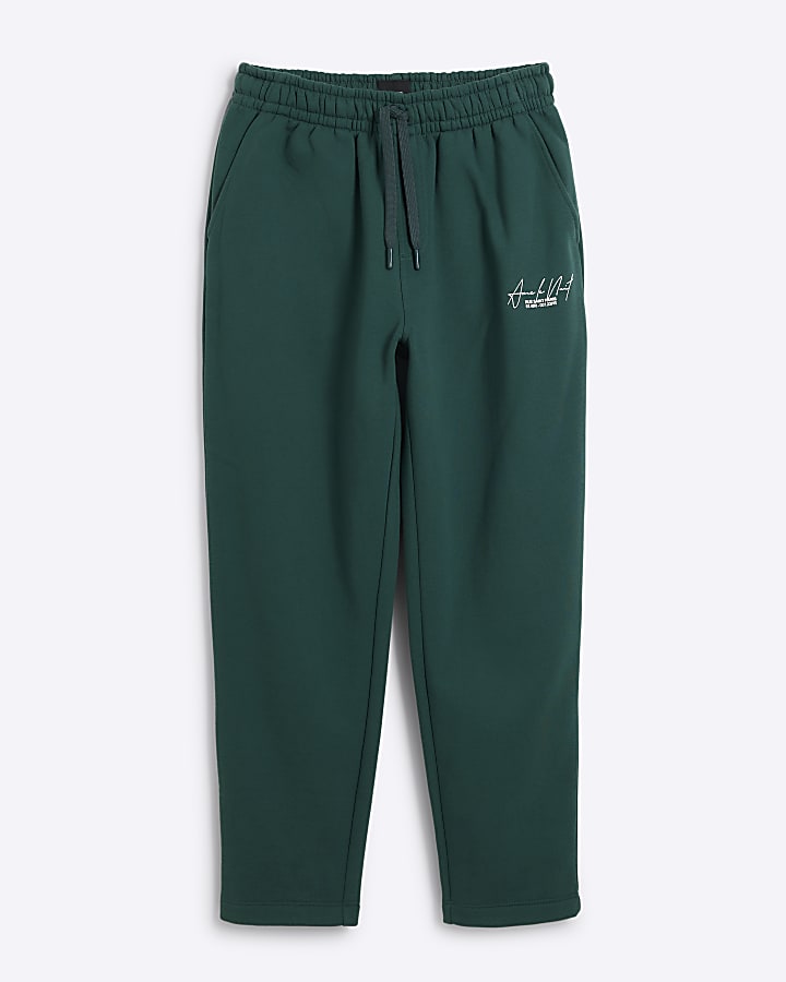 Green regular fit open hem joggers