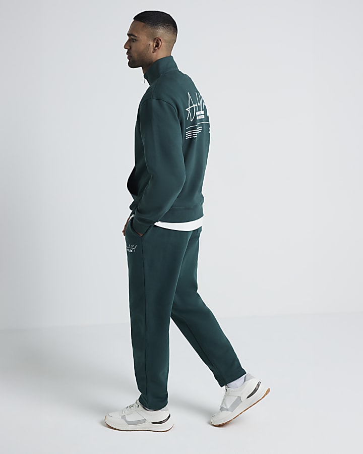 Green regular fit open hem joggers