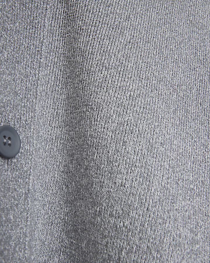 Grey Slim Fit Knit Cardigan