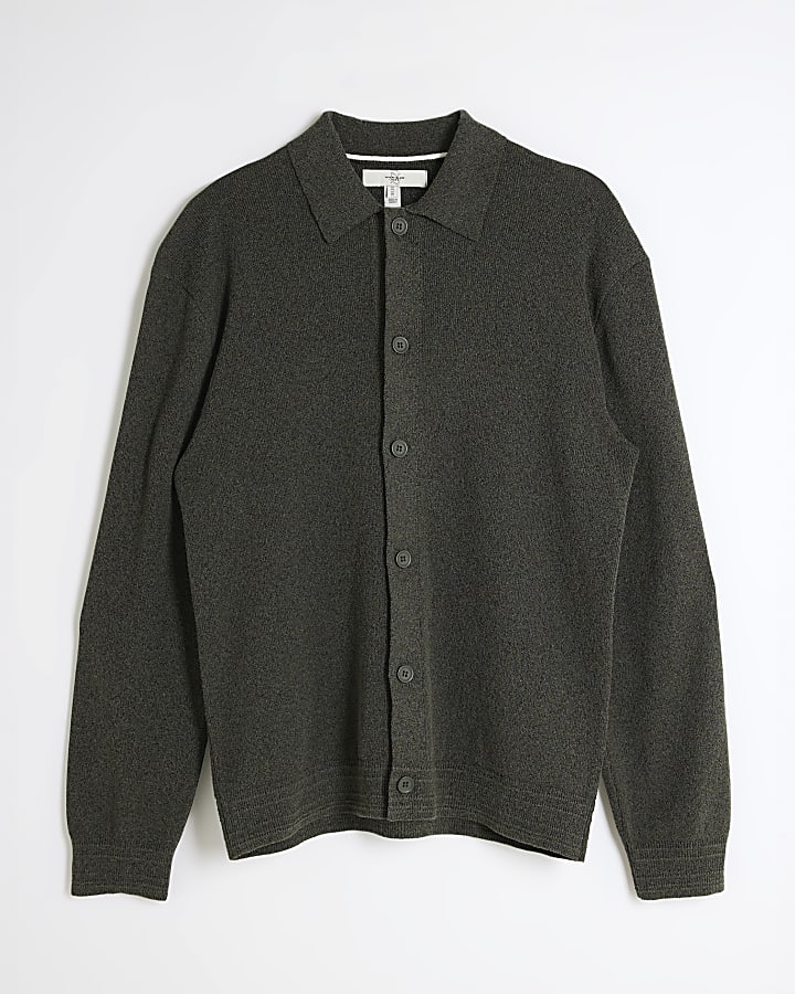 Green Slim Fit Knit Cardigan