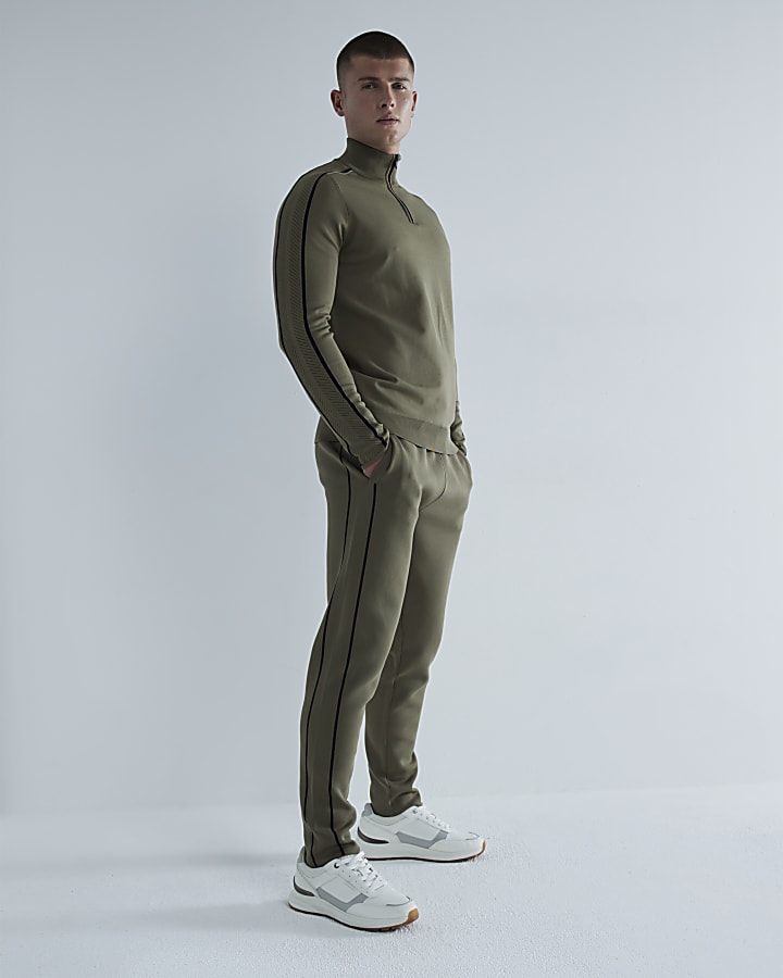 Khaki Slim Fit Knitted Joggers