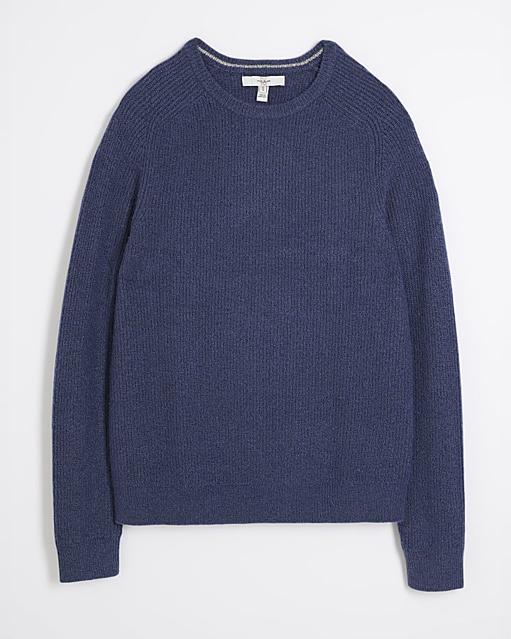 Blue Slim Fit crew neck jumper