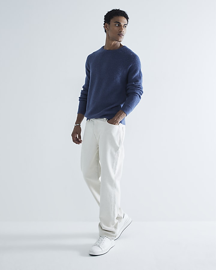 Blue Slim Fit crew neck jumper