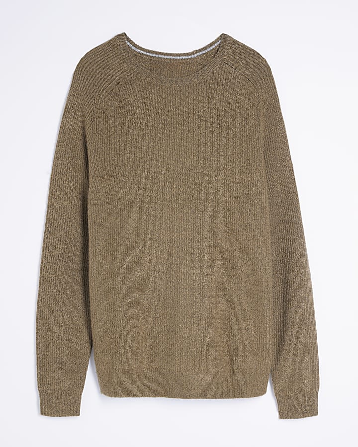 Brown Slim Fit crew neck jumper