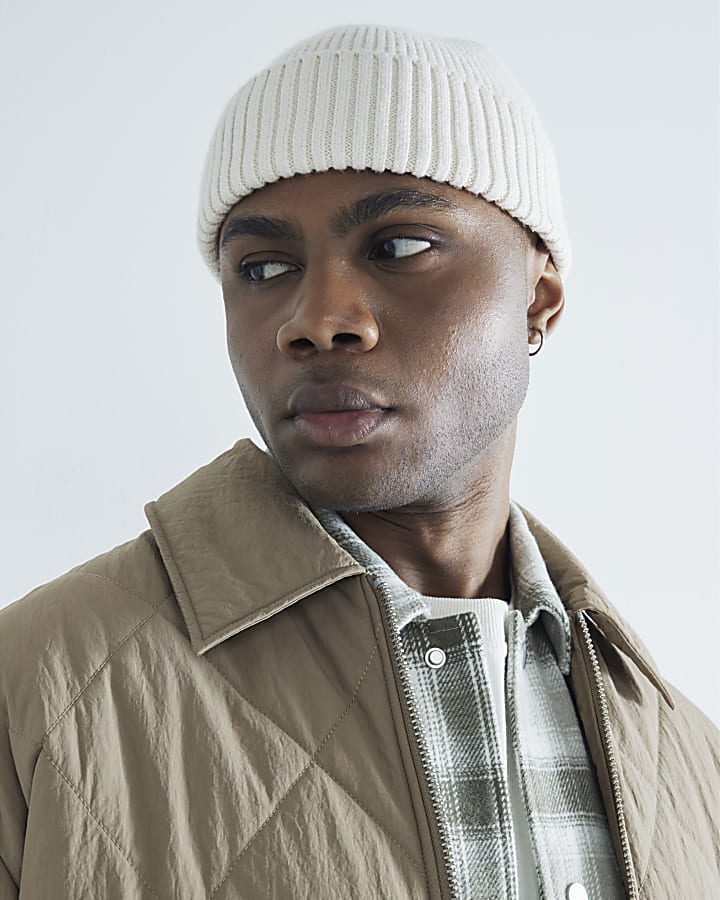 Beige Quilted Zip Through Jacket