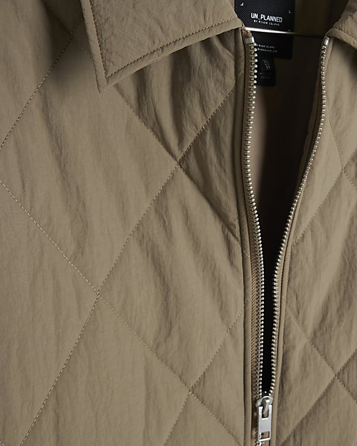 Beige Quilted Zip Through Jacket