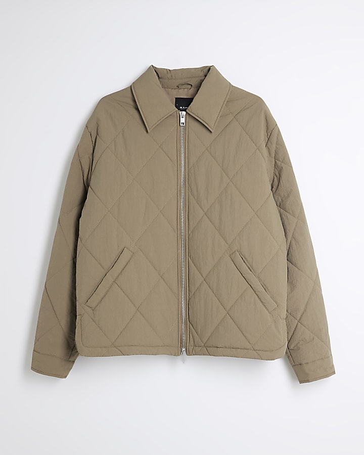 Stone Quilted Zip Through Jacket