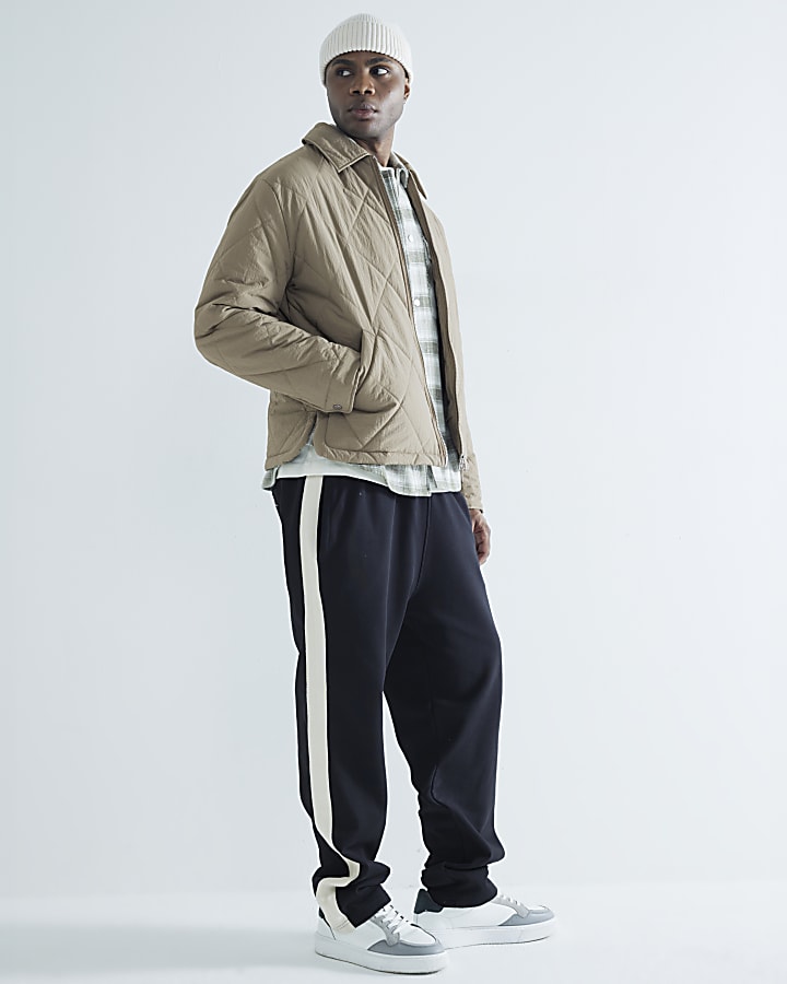 Beige Quilted Zip Through Jacket