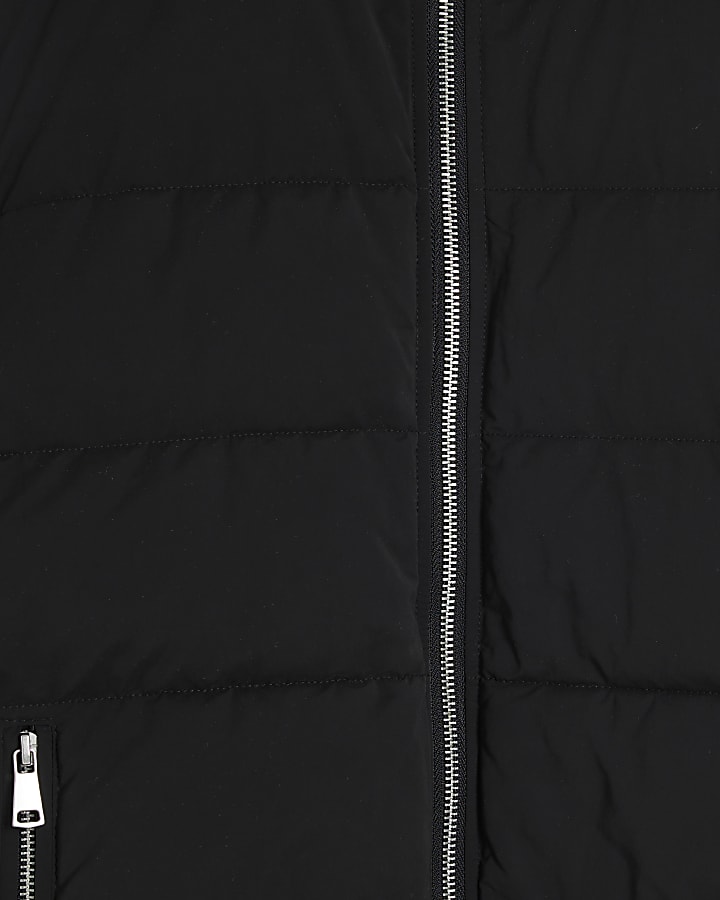 Black Hybrid Quilted Funnel Jacket