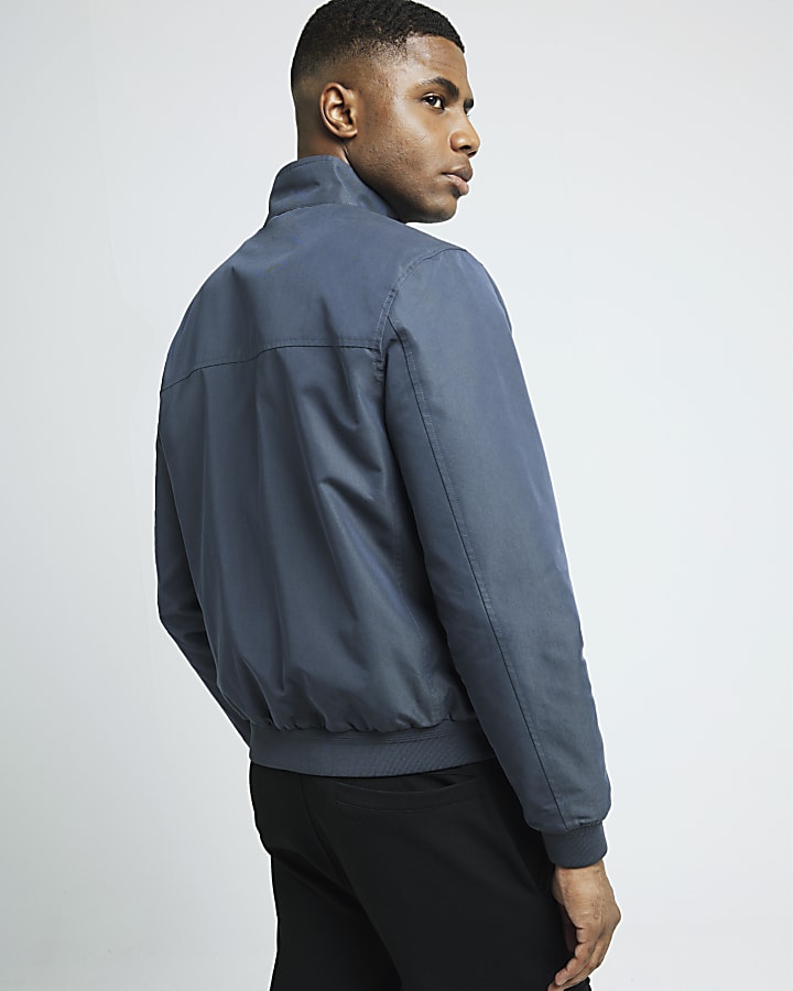 Blue Regular Fit Funnel Harrington Jacket