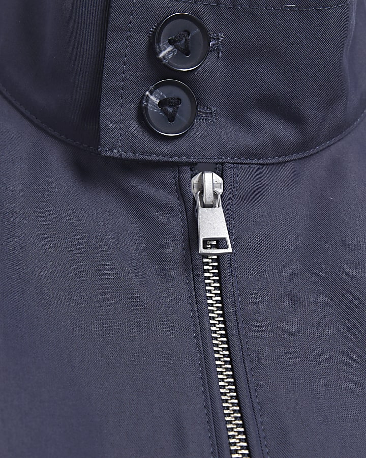 Blue Regular Fit Funnel Harrington Jacket