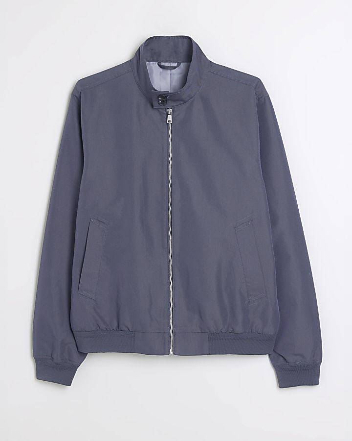 Blue Regular Fit Funnel Harrington Jacket