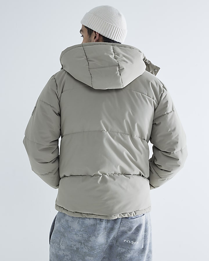 Beige Premium Hooded Puffer Jacket
