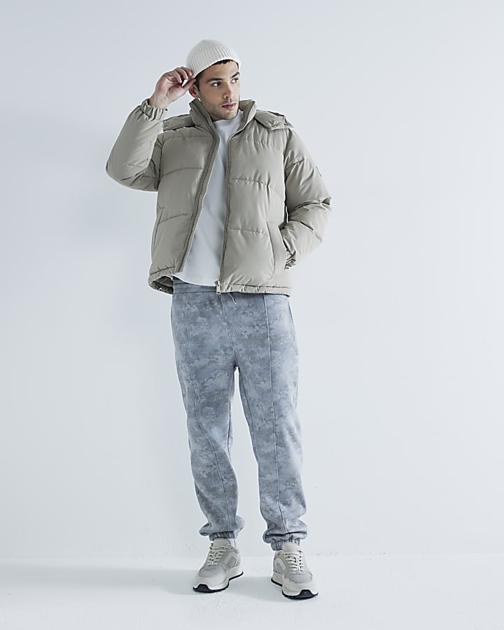 Beige Premium Hooded Puffer Jacket