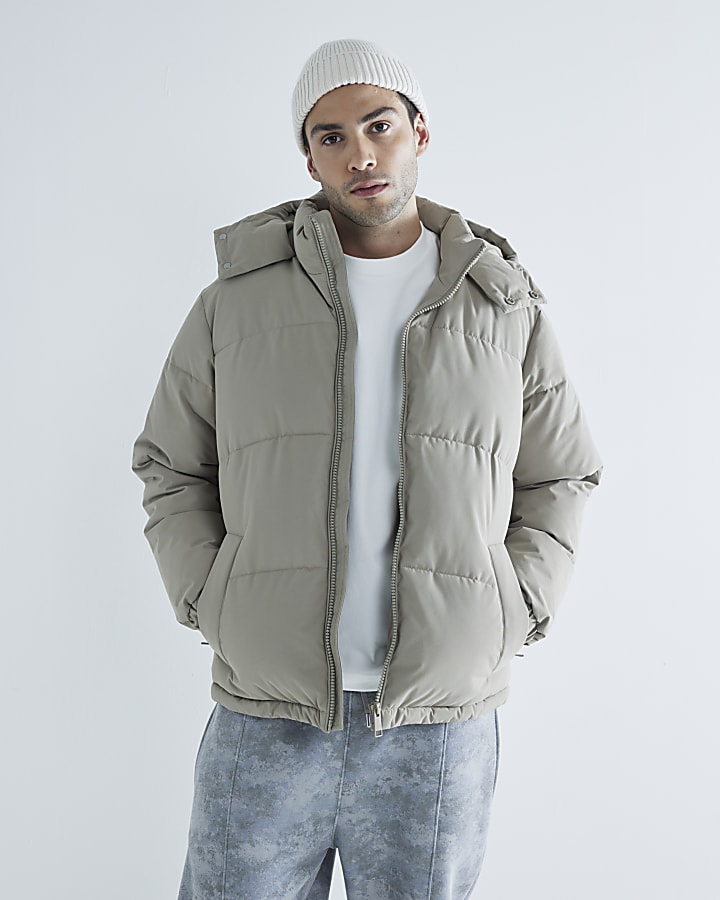 Beige Premium Hooded Puffer Jacket