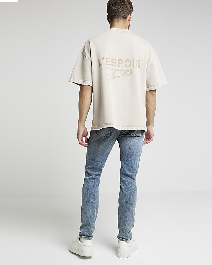 Blue skinny fit ripped jeans