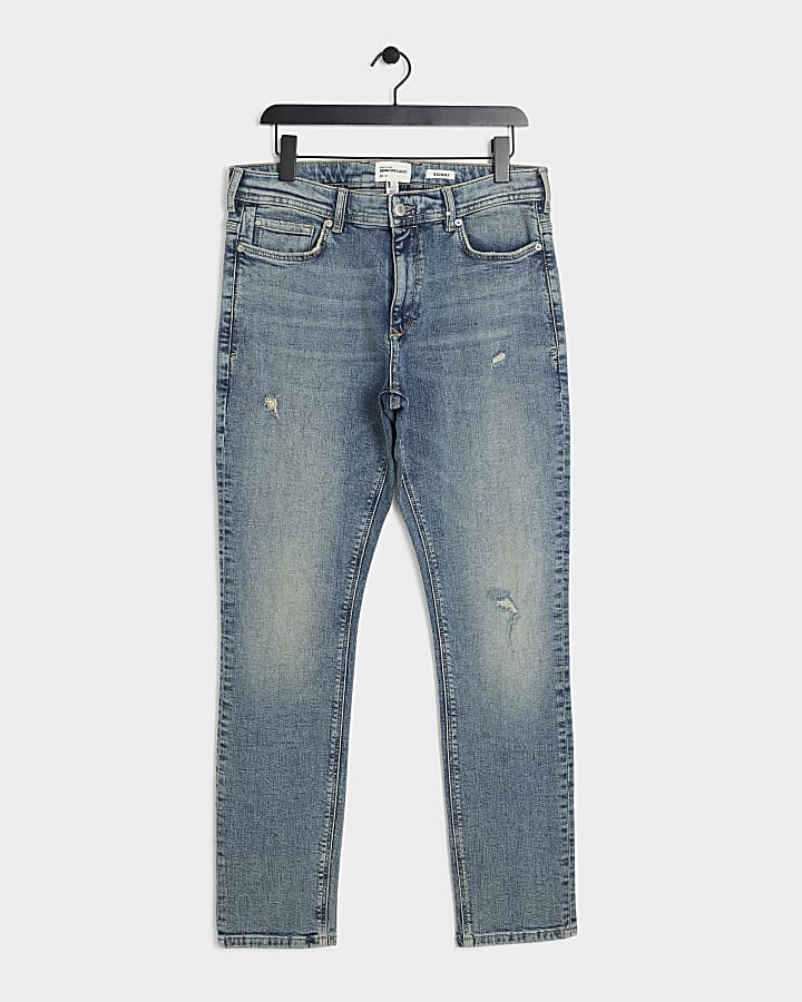Blue skinny fit ripped jeans